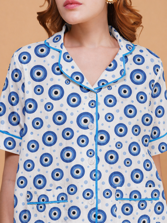 Blue Nazar Cotton Pajama Set