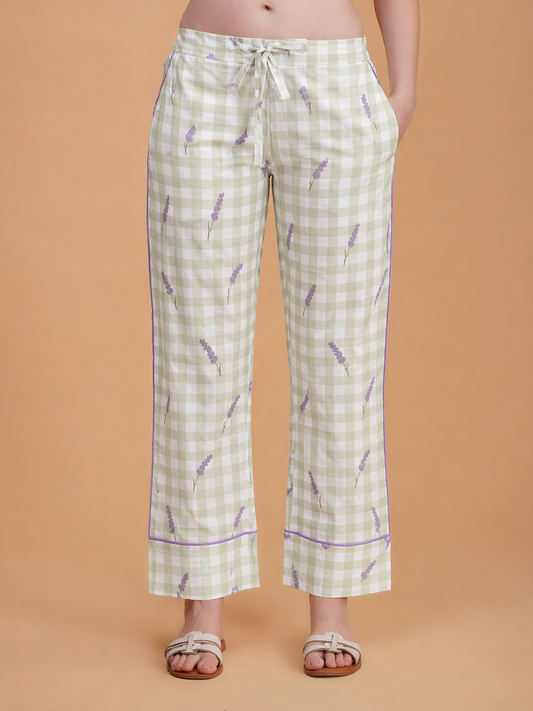 Lavender Meadow Checks Cotton Pajama Set