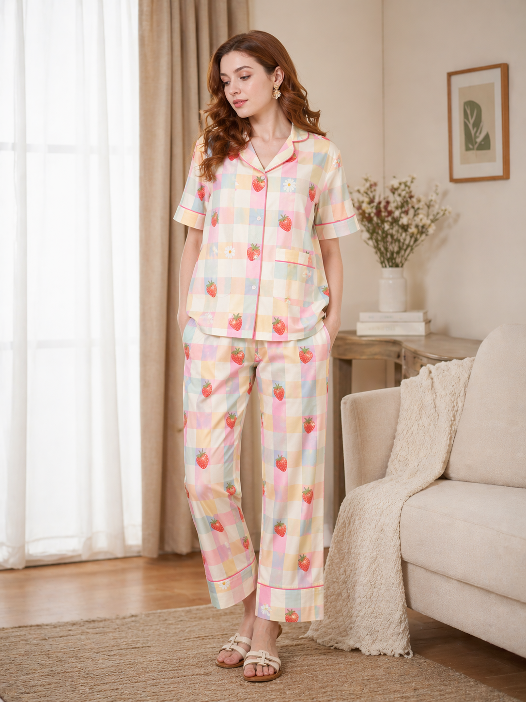 Strawberry Dream Cotton Pajama Set