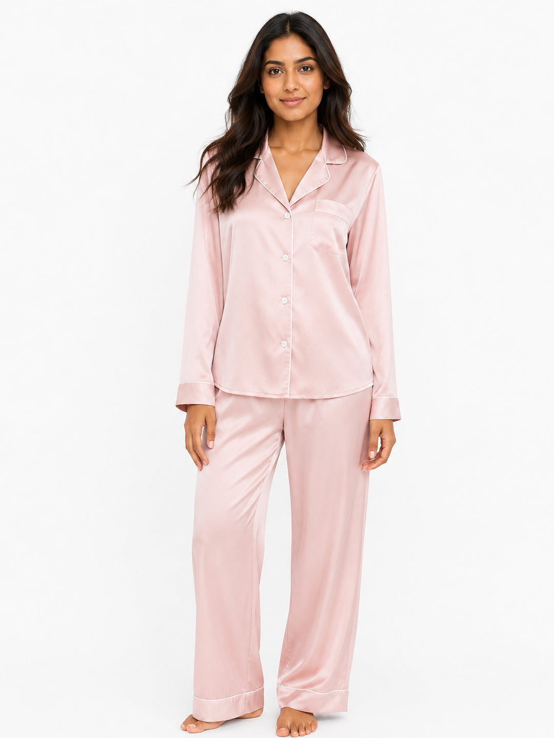 Petal Satin Classic Pajama Set