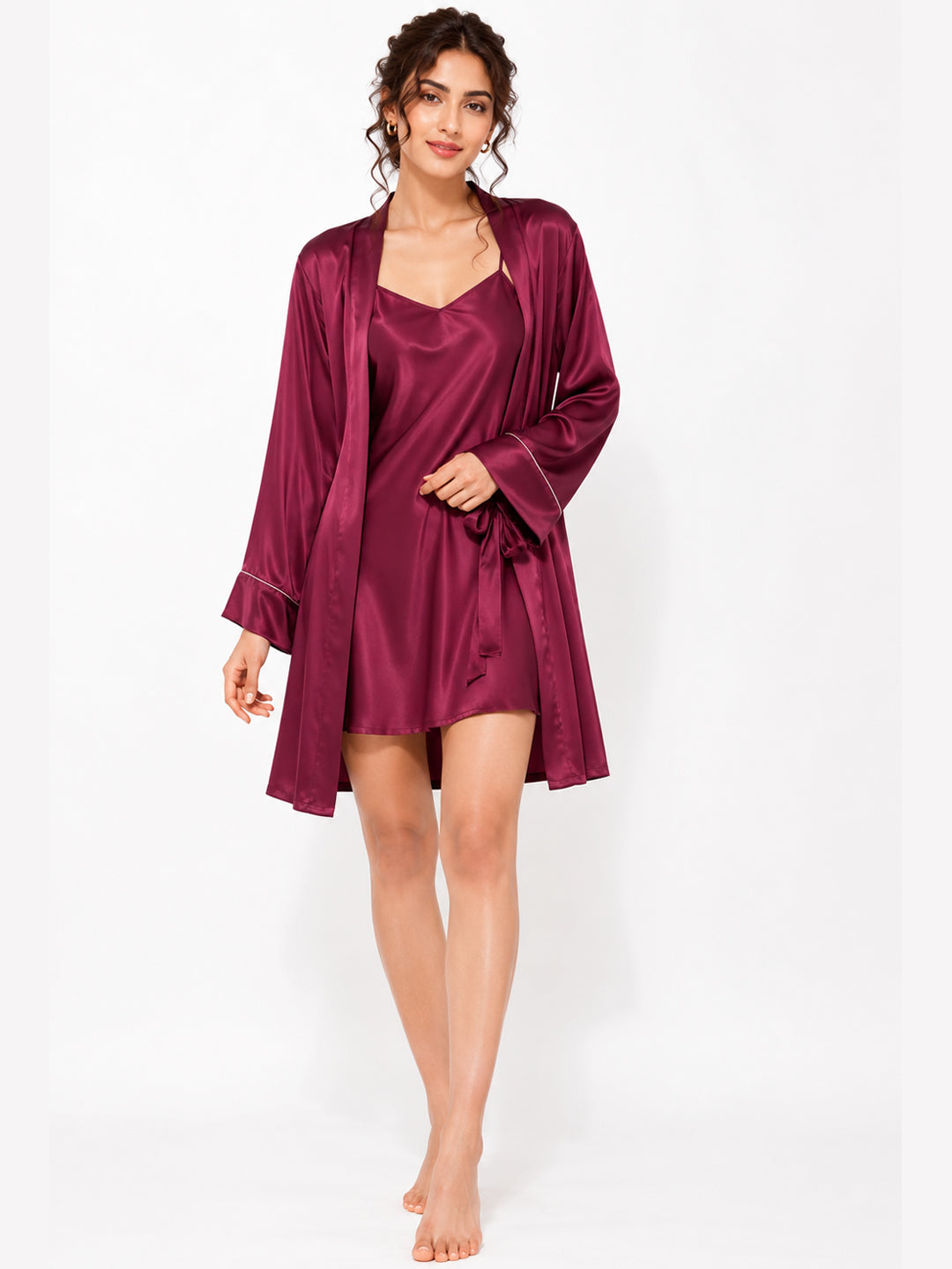 Claret Satin Set