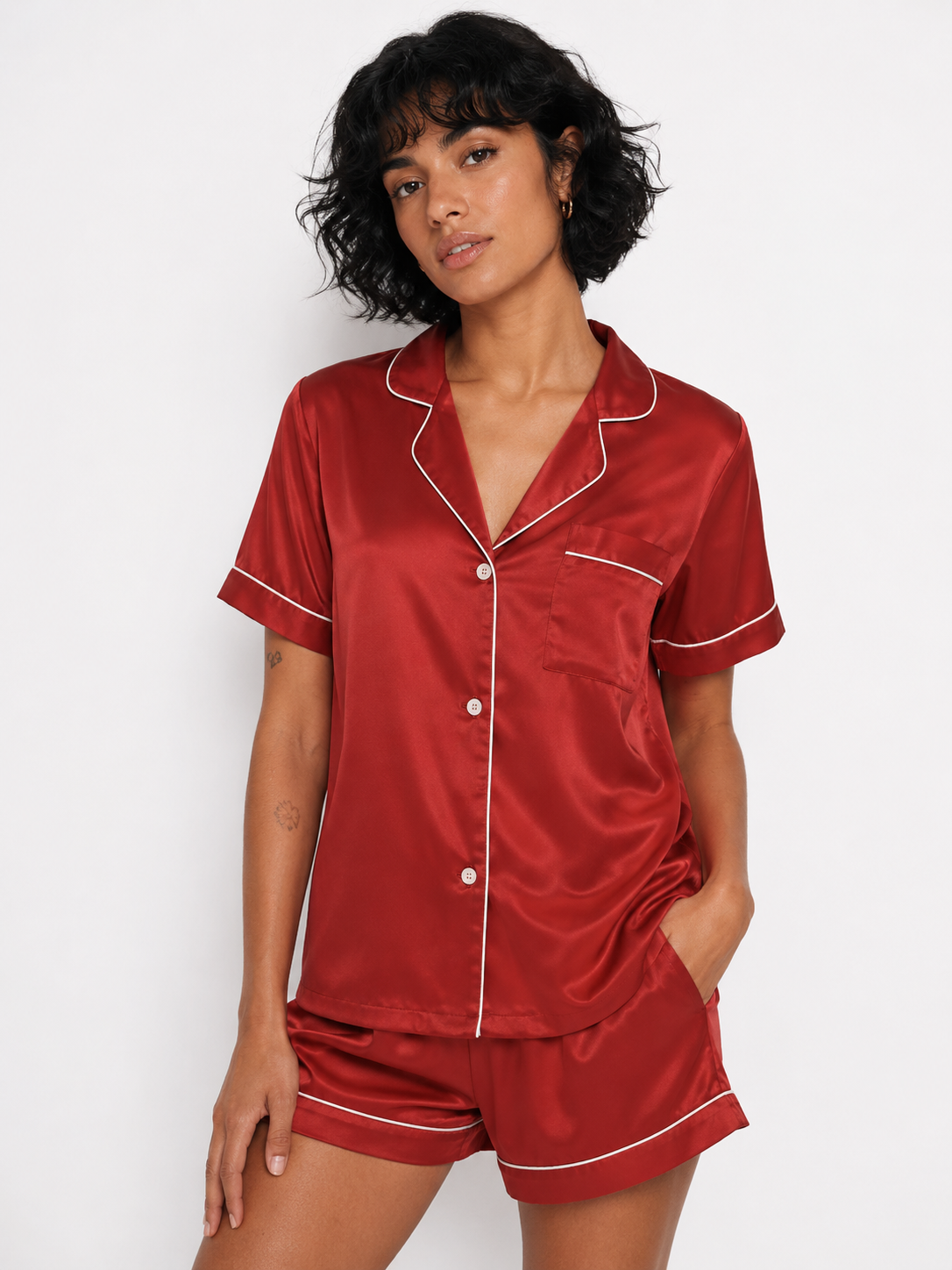 Rubis Satin Shorts Set