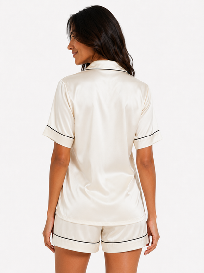 Nacre Satin Shorts Set