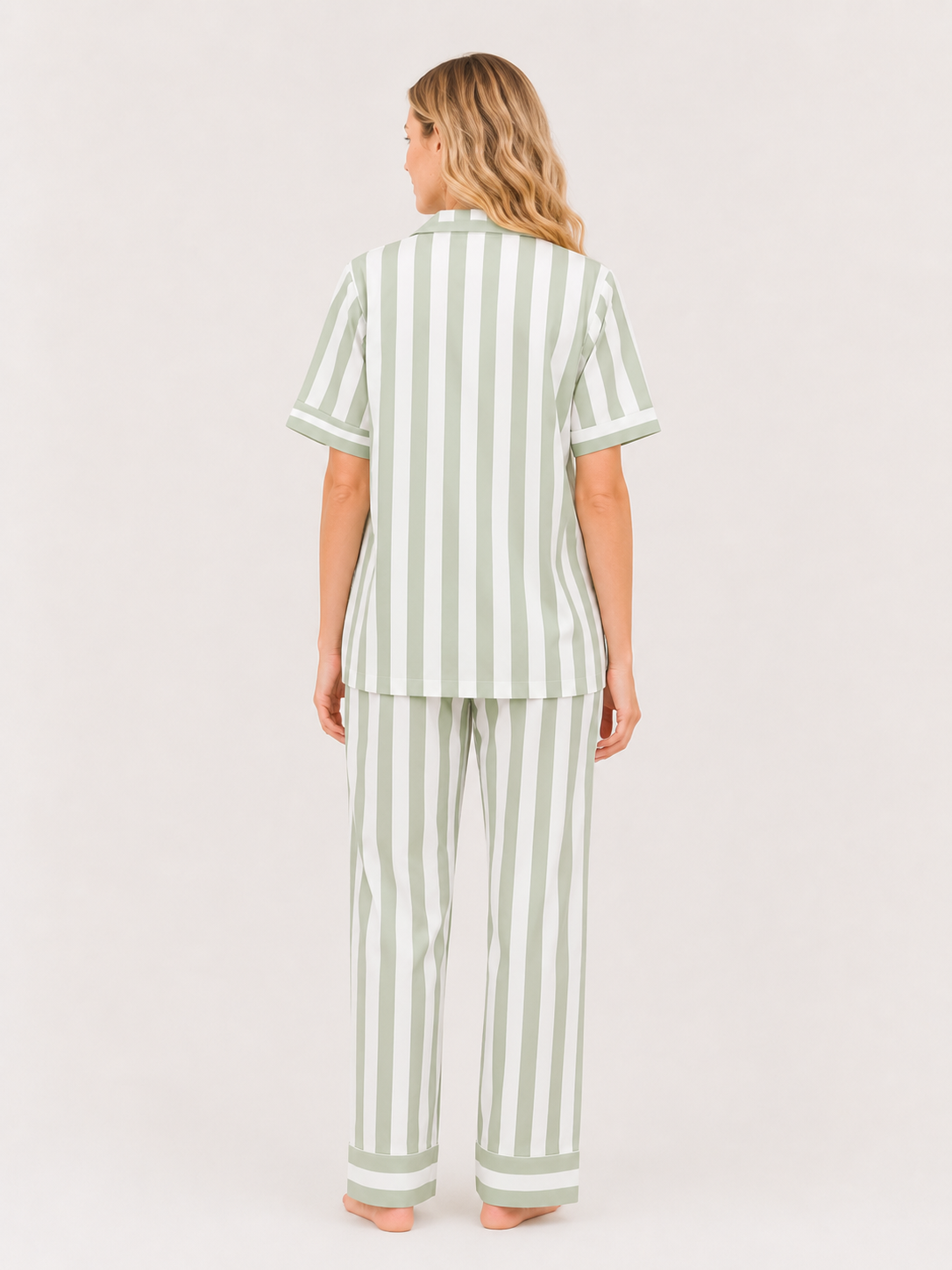 Matcha Stripe Cotton Pajama Set