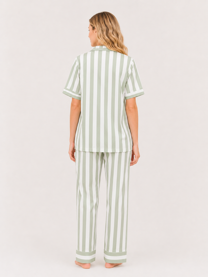 Matcha Stripe Cotton Pajama Set