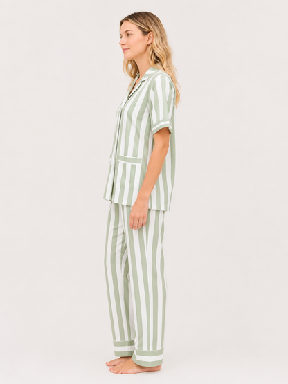 Matcha Stripe Cotton Pajama Set