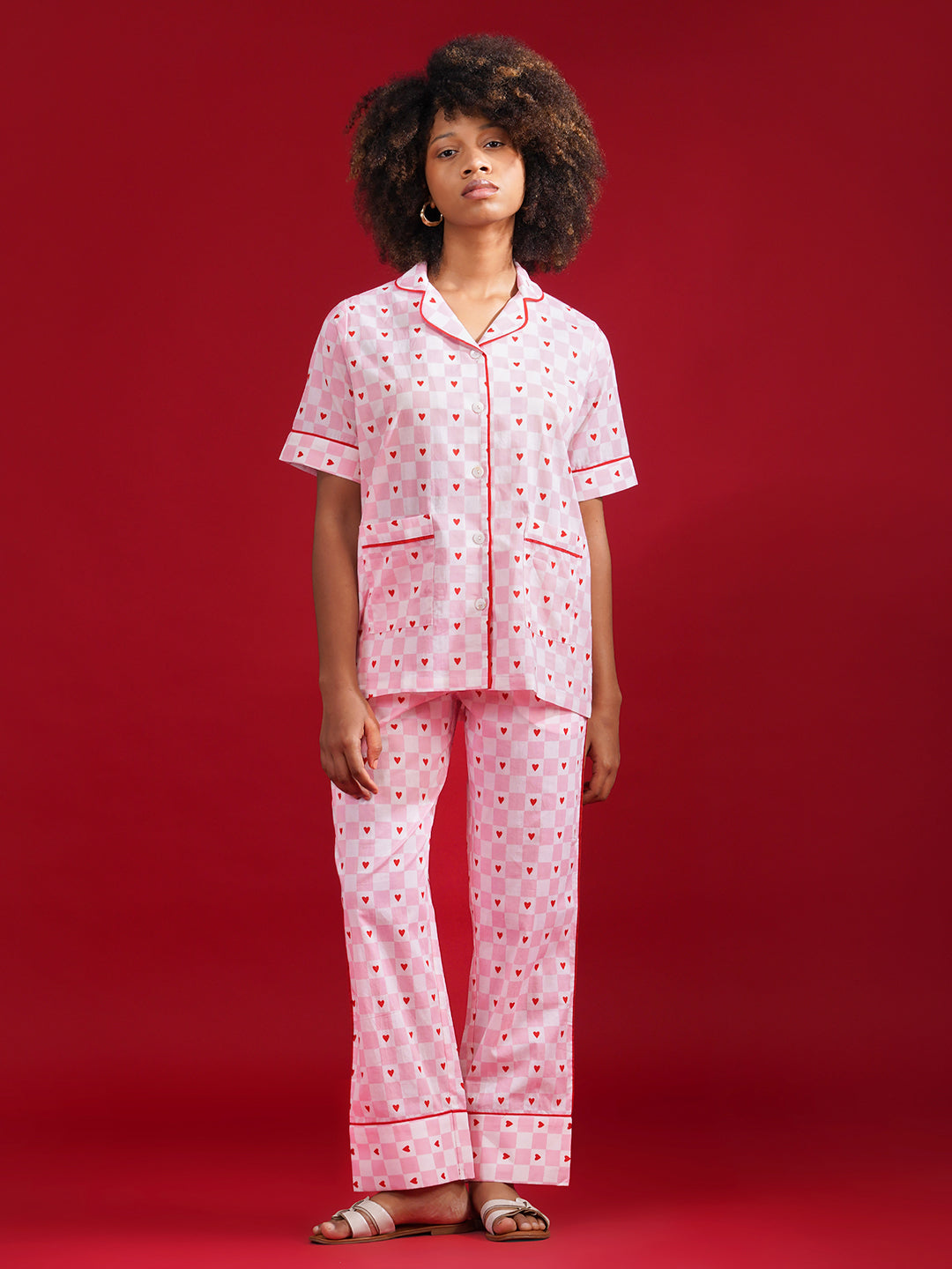Sweetheart Checks Cotton Pajama Set