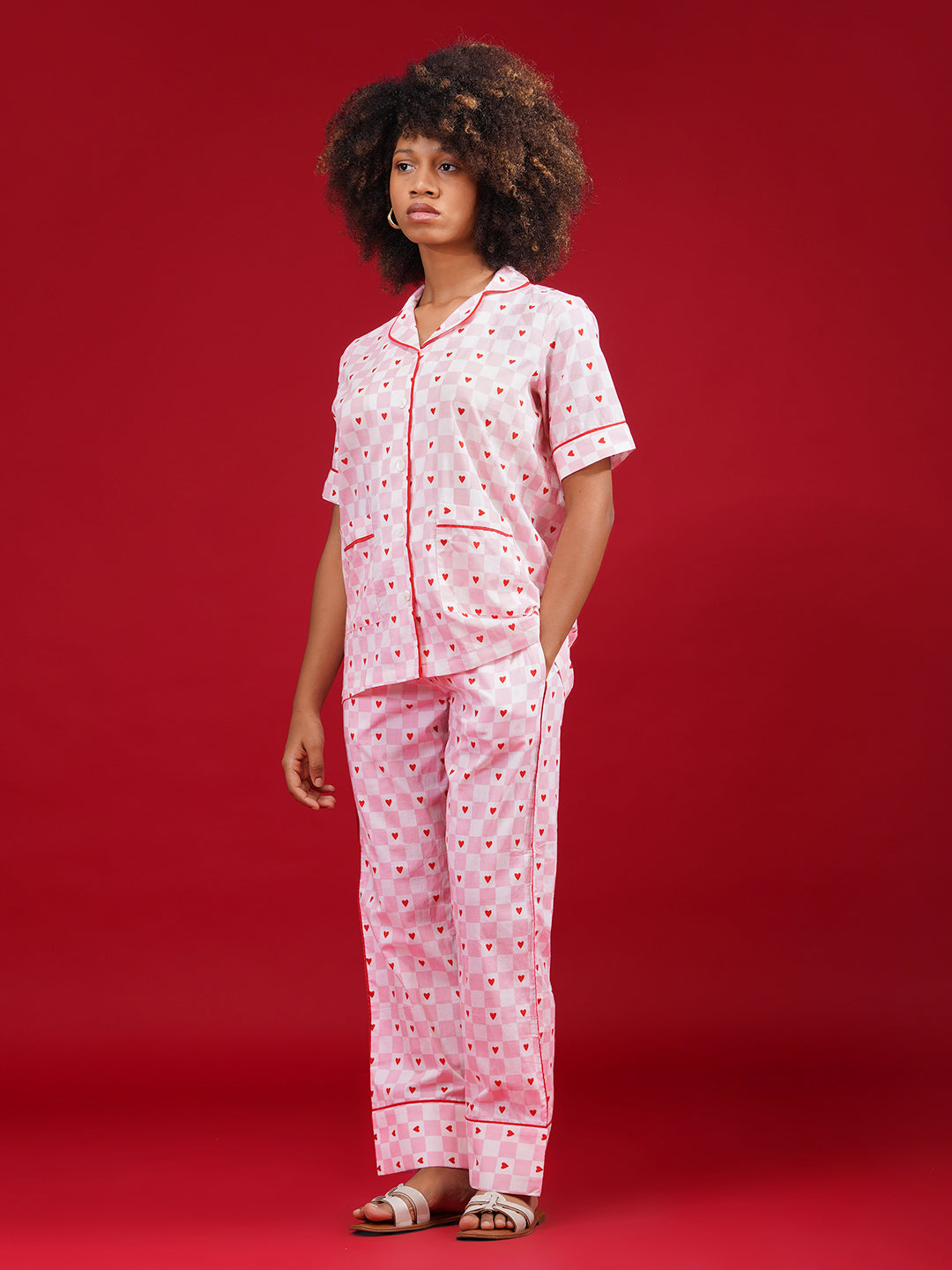 Sweetheart Checks Cotton Pajama Set