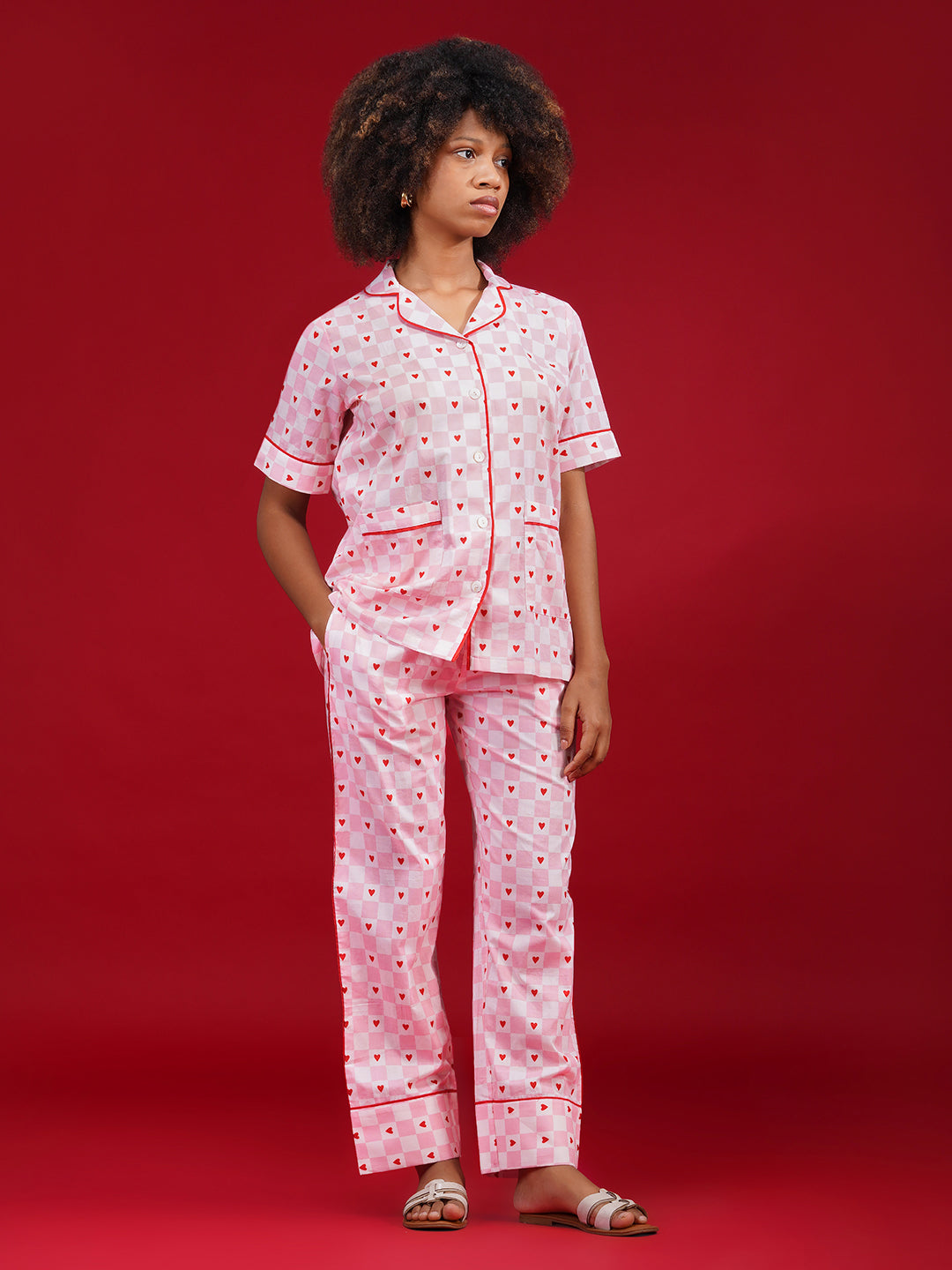 Sweetheart Checks Cotton Pajama Set