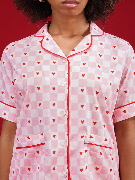 Sweetheart Checks Cotton Pajama Set