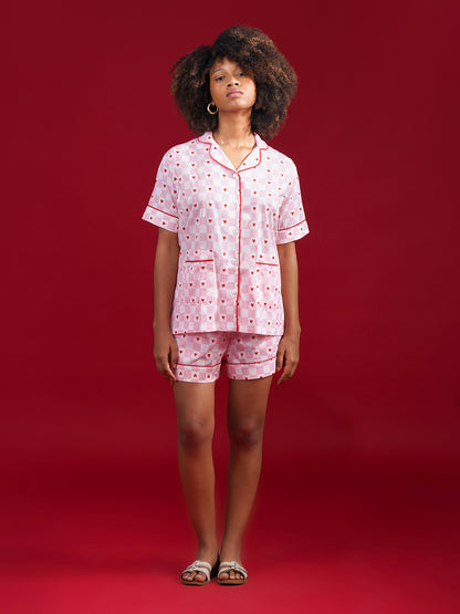 Sweetheart Checks Cotton Shorts Set