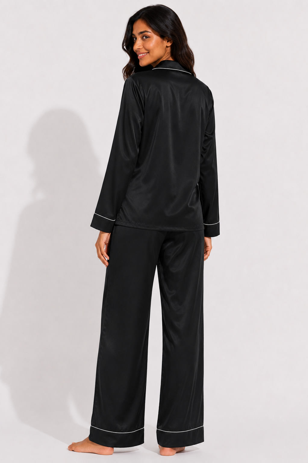 Obsidian Satin Classic Pajama Set