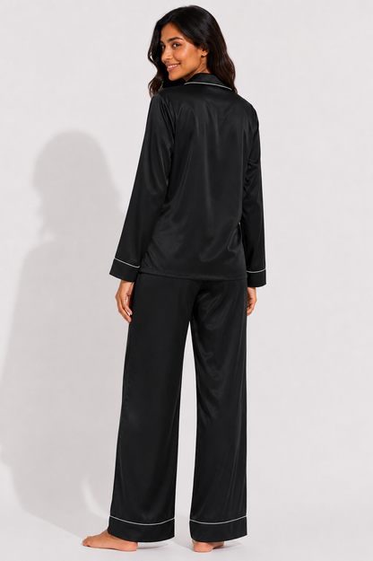 Obsidian Satin Classic Pajama Set