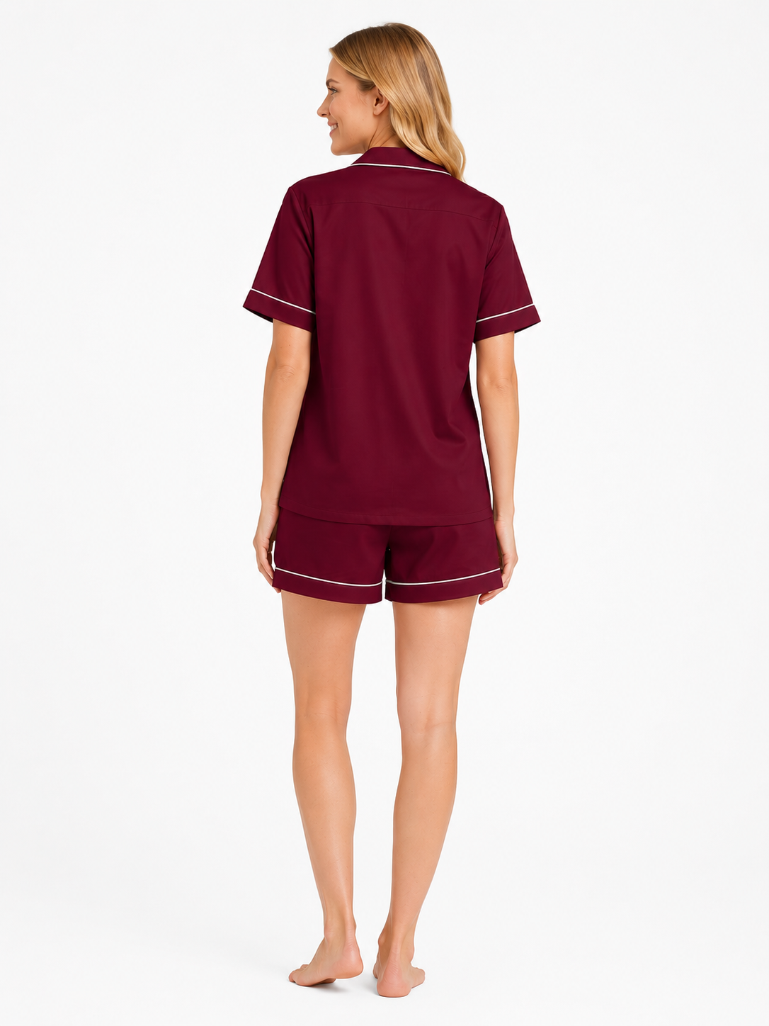 Claret Satin Shorts Set