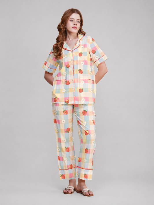 Strawberry Dream Cotton Pajama Set