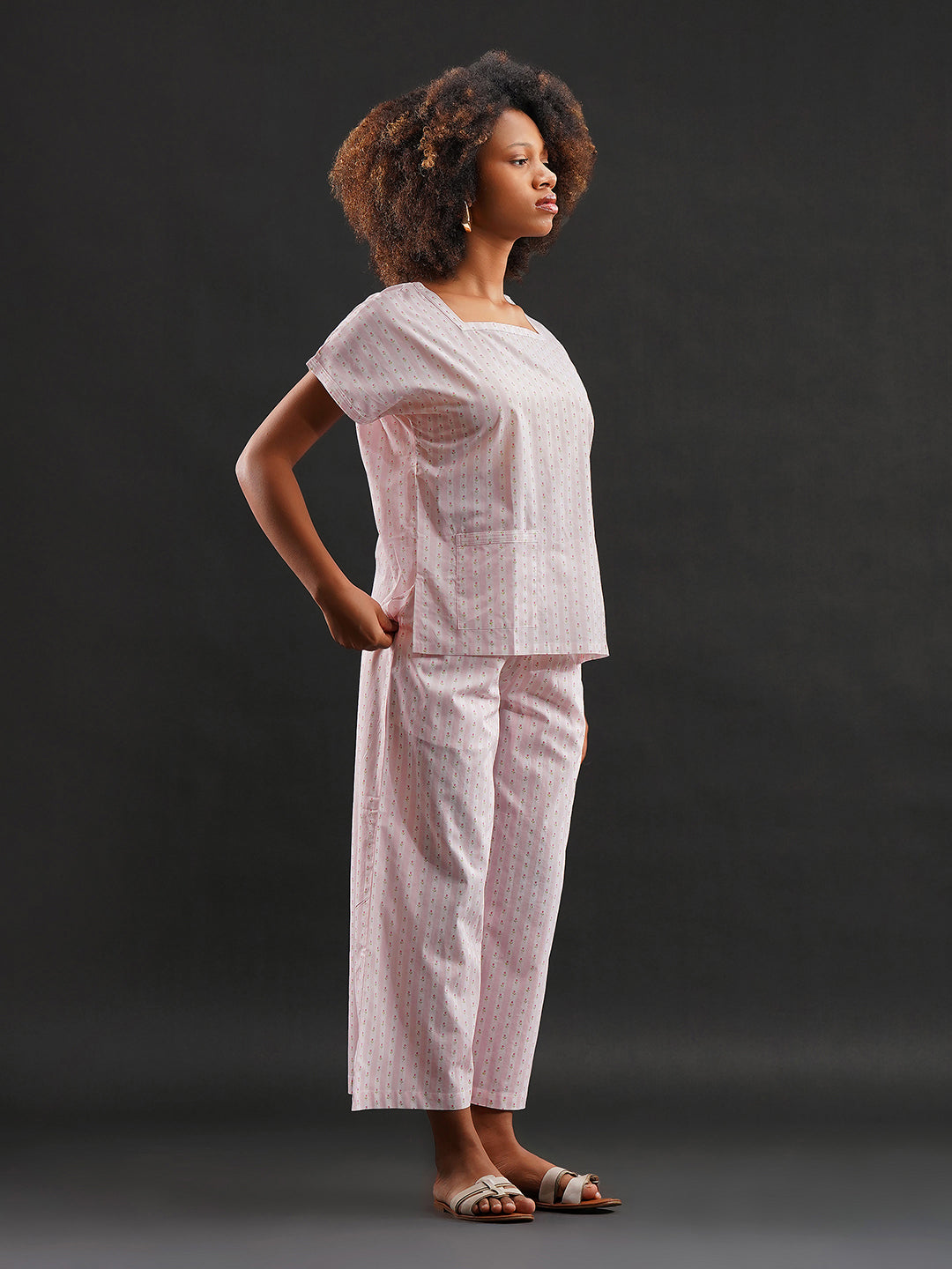 Rose Ribbons Cut-Sleeve Cotton Set