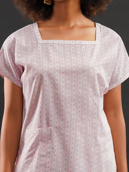 Rose Ribbons Cut-Sleeve Cotton Set