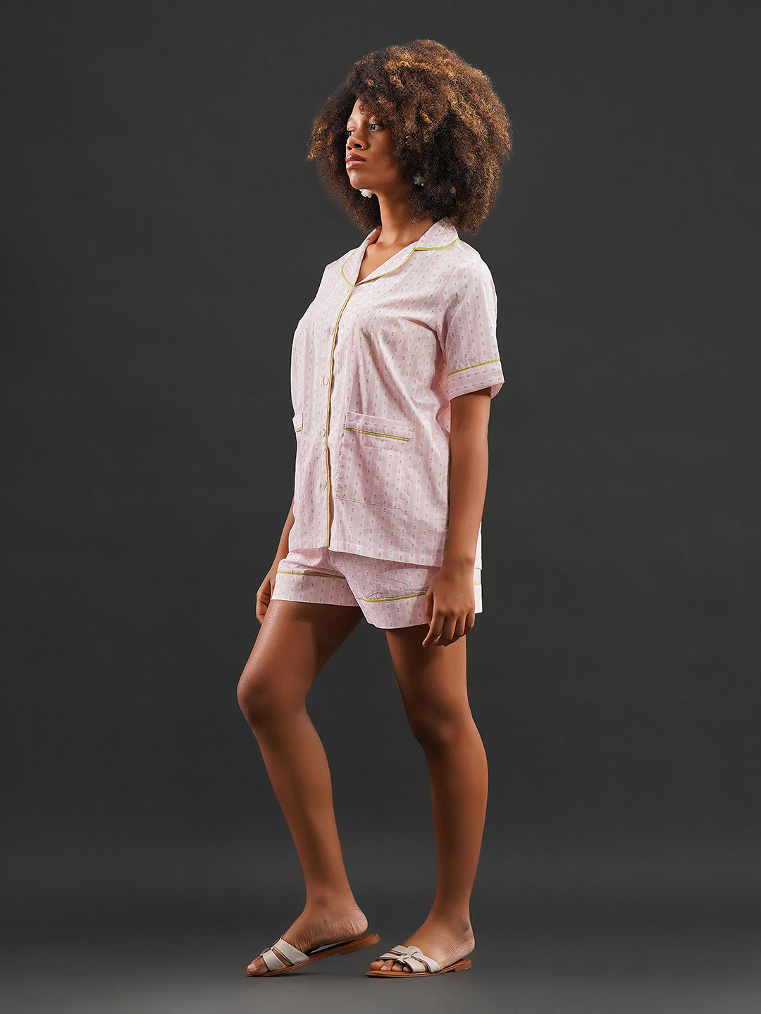 Rose Ribbons Cotton Shorts Set