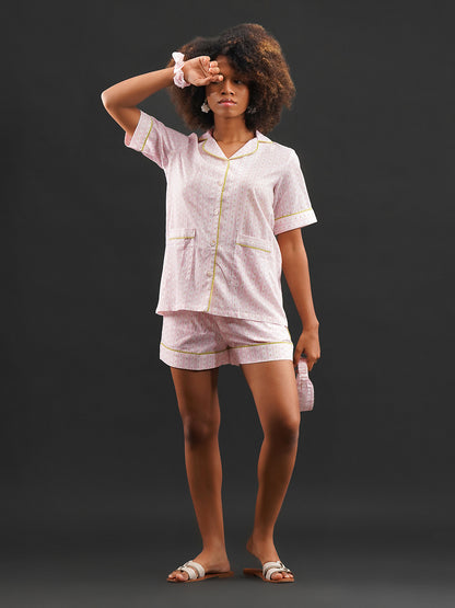 Rose Ribbons Cotton Shorts Set