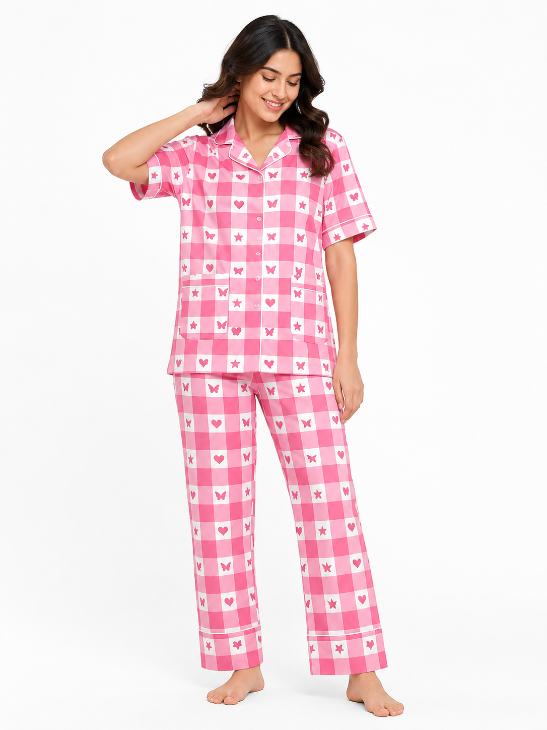 Pink Picnic Cotton Pajama Set