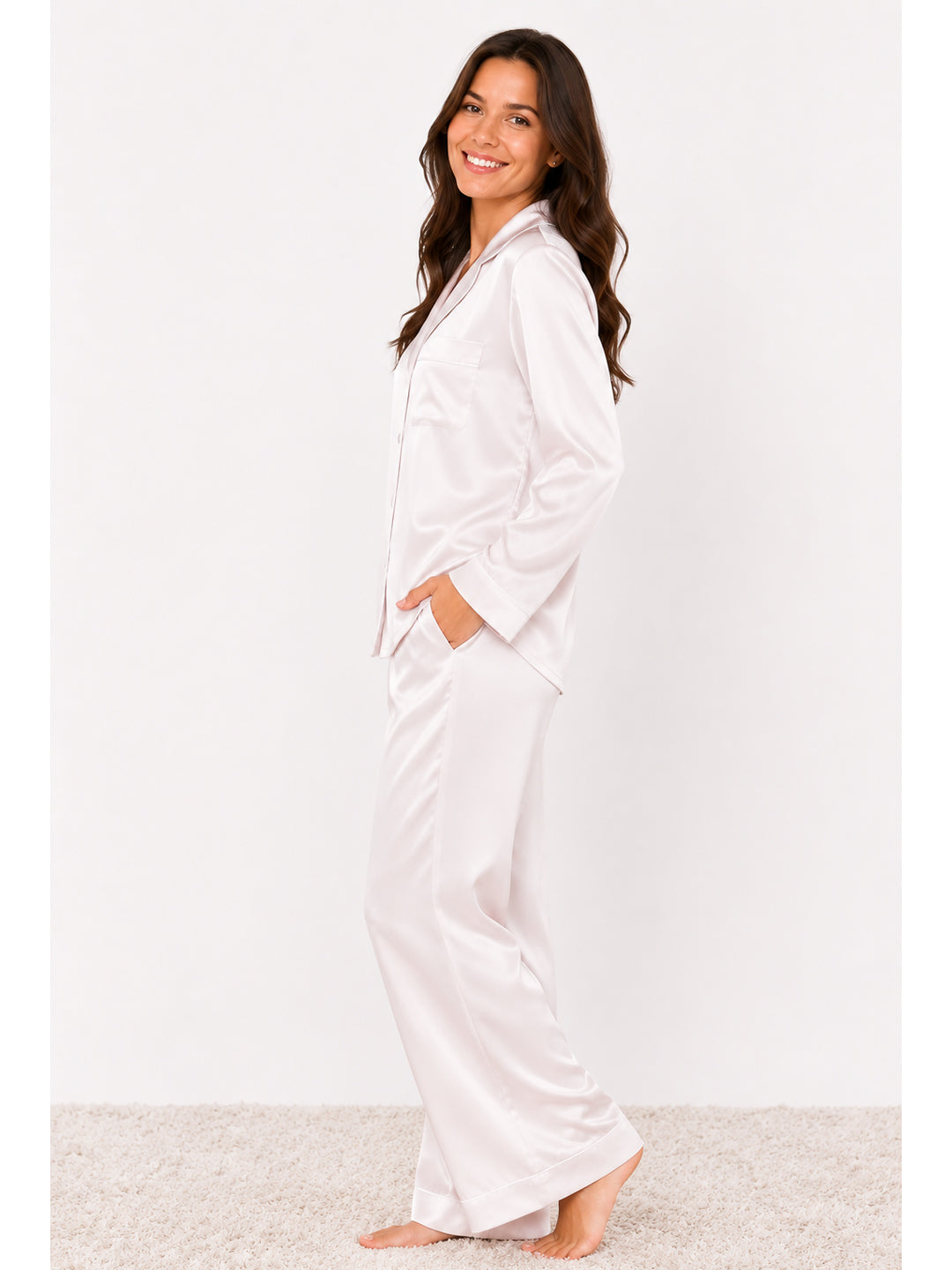 Argent Satin Classic Pajama Set