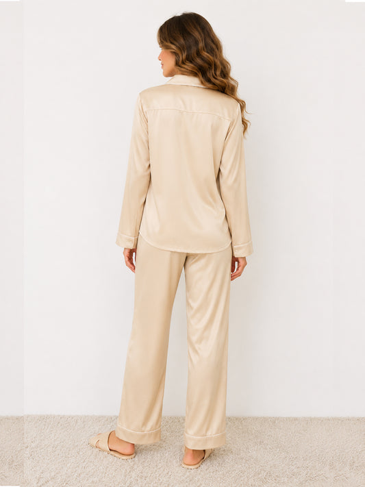 Aurore Satin Classic Pajama Set