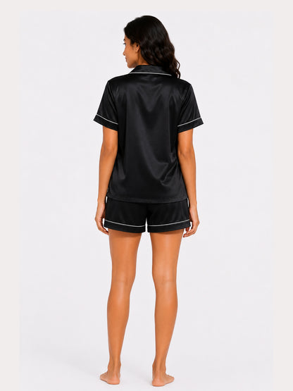 Obsidian Satin Shorts Set