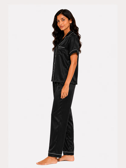 Obsidian Satin Pajama Set