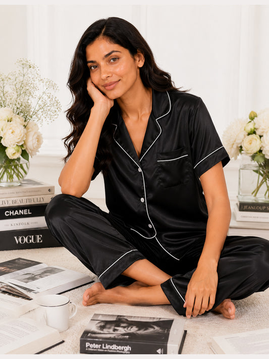 Obsidian Satin Pajama Set