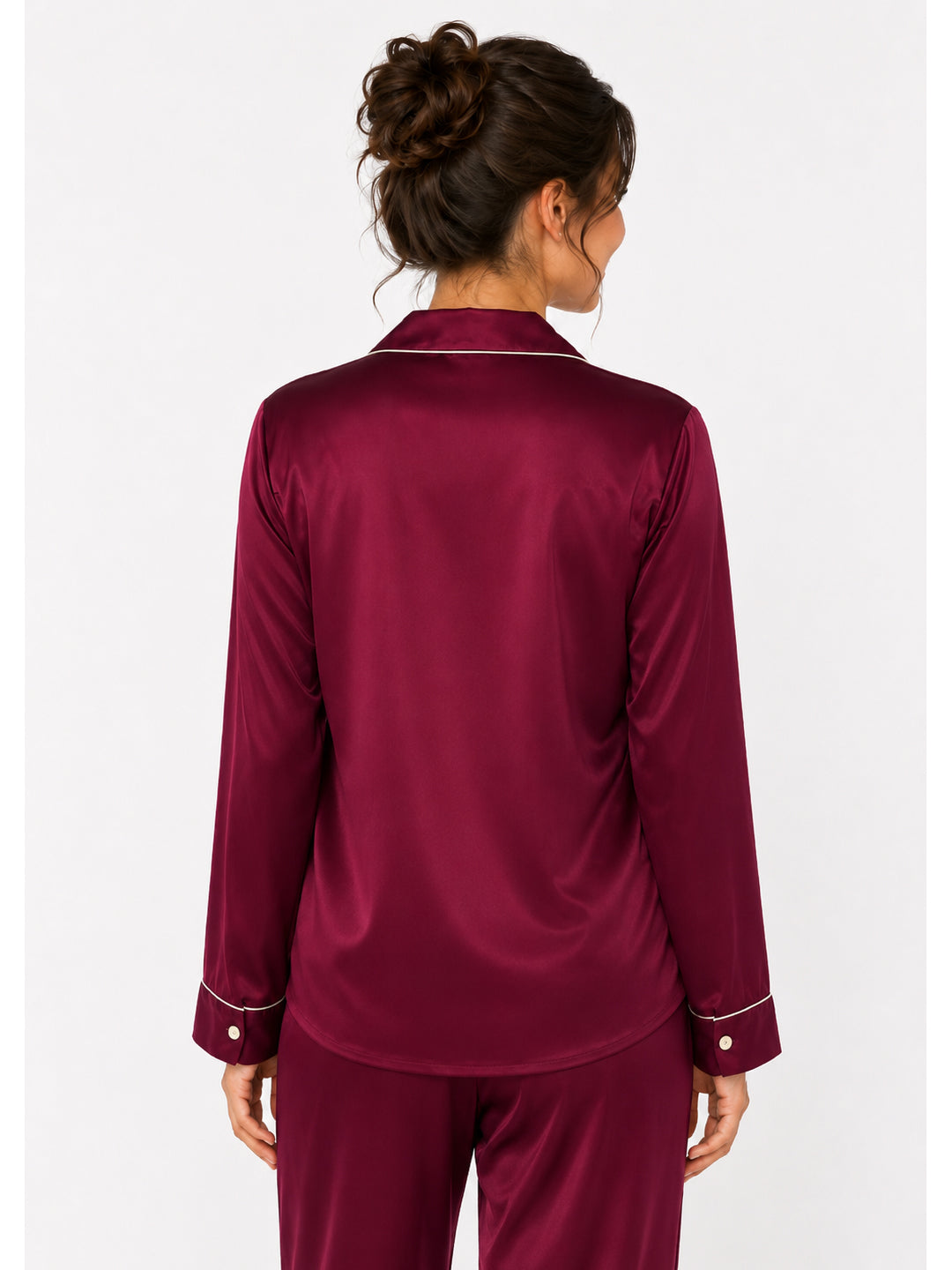 Claret Satin Classic Pajama Set