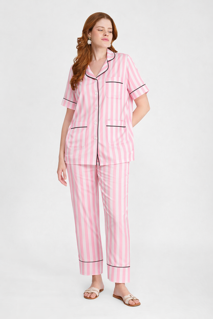 Blush Lines Satin Pajama Set