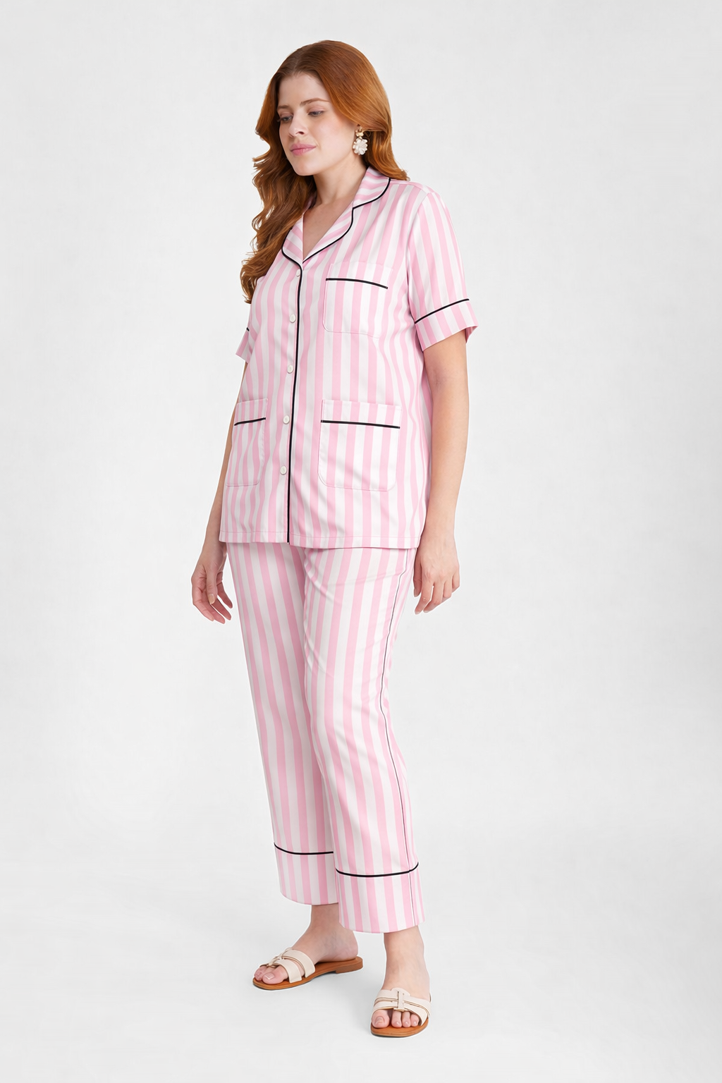 Blush Lines Satin Pajama Set