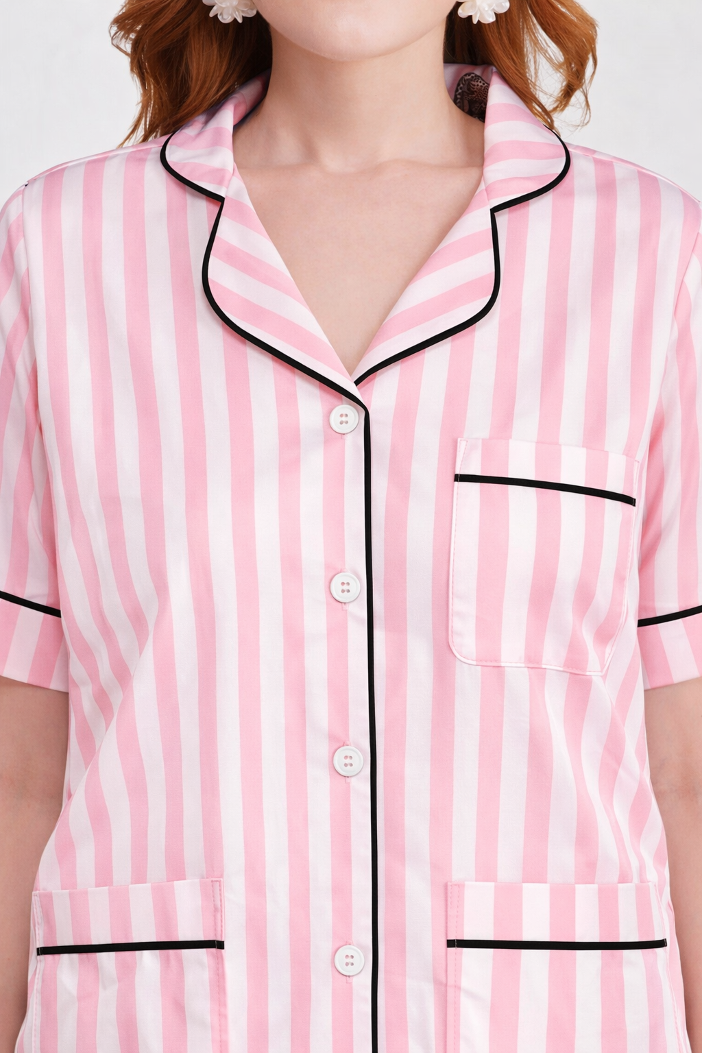 Blush Lines Satin Pajama Set