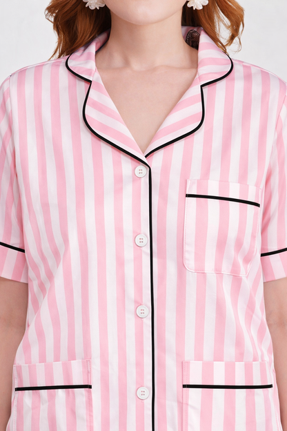 Blush Lines Satin Pajama Set