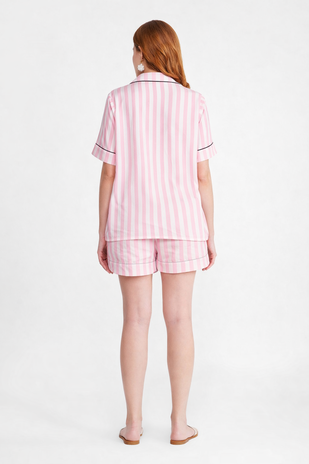 Blush Lines Satin Shorts Set