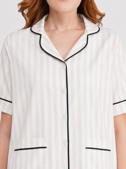 Ivory Lines Cotton Pajama Set