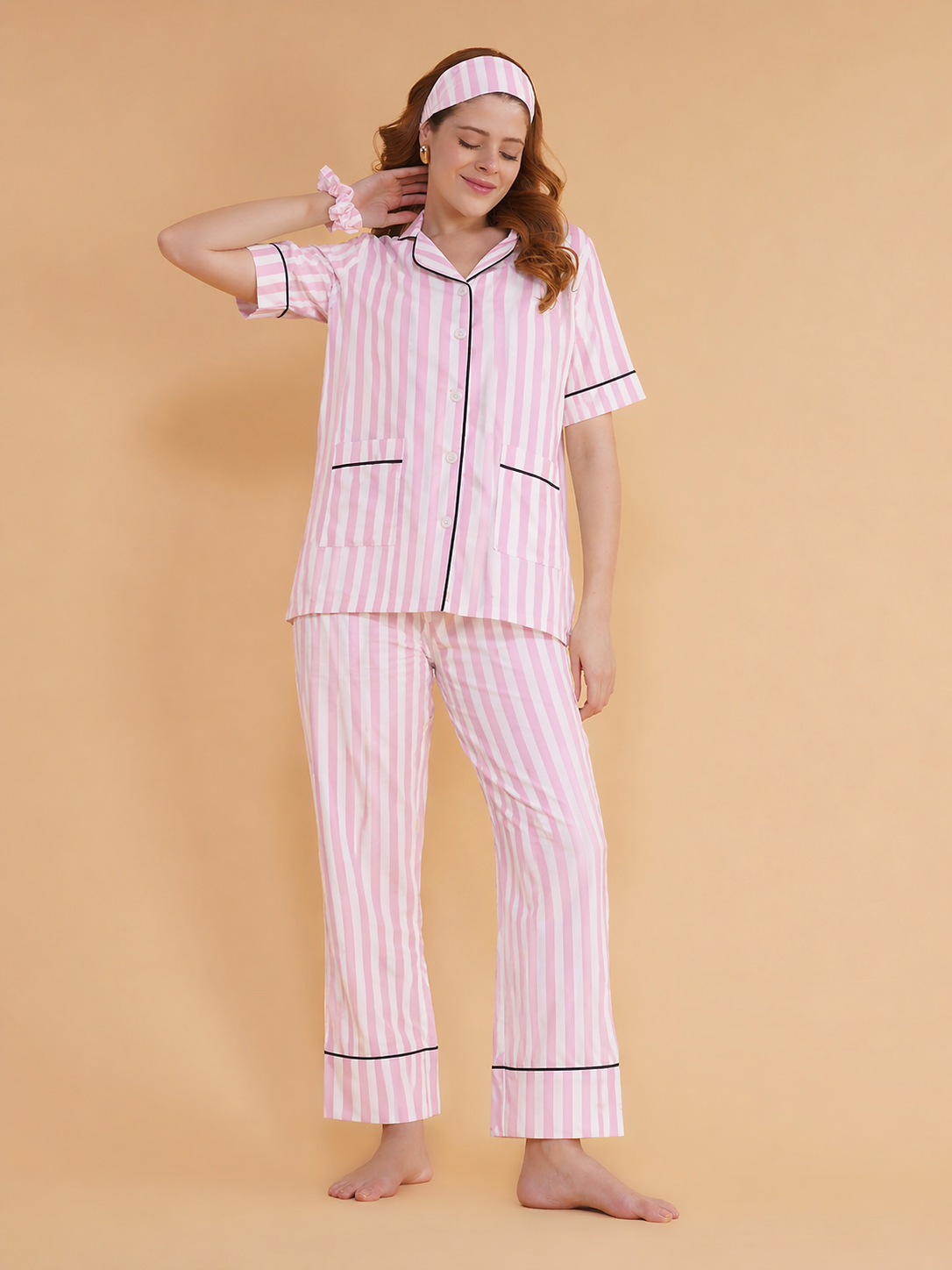Blush Lines Cotton Pajama Set
