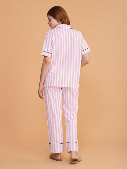 Blush Lines Cotton Pajama Set