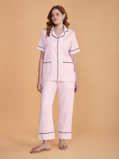 Blush Lines Cotton Pajama Set