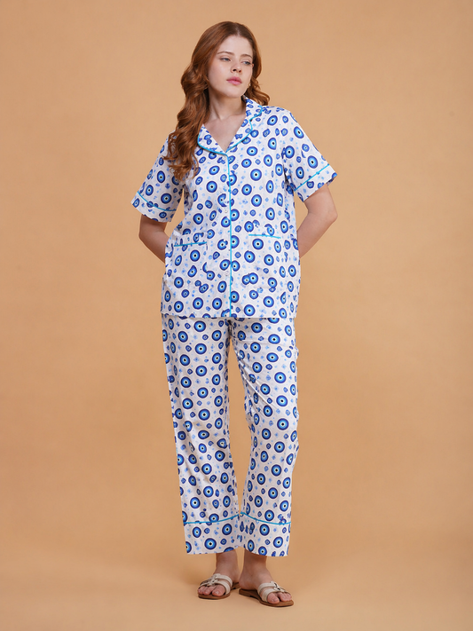 Blue Nazar Cotton Pajama Set