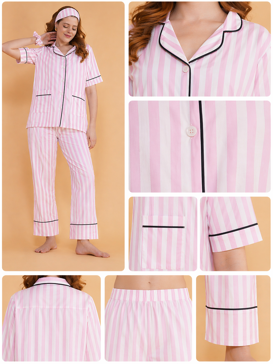 Blush Lines Cotton Pajama Set