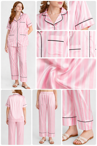 Blush Lines Satin Pajama Set