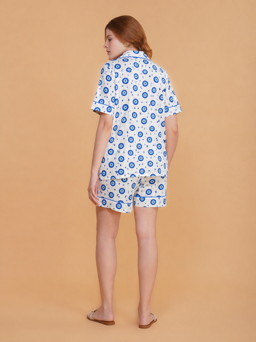 Blue Nazar Cotton Shorts Set