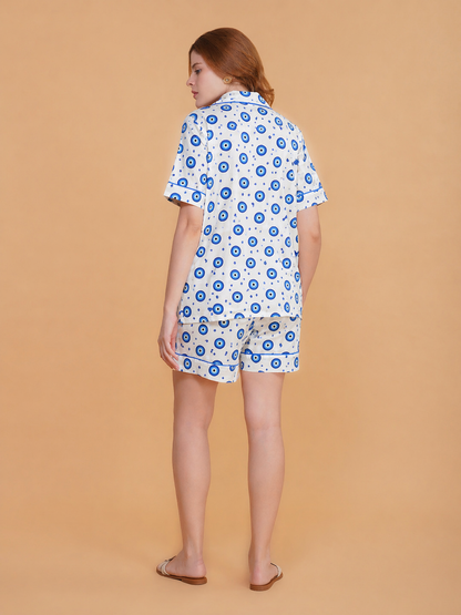 Blue Nazar Cotton Shorts Set