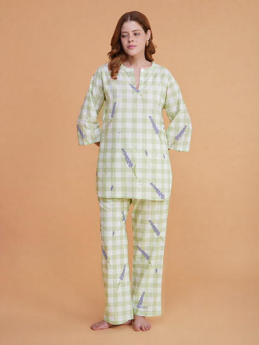 Lavender Meadow Checks co-ord set