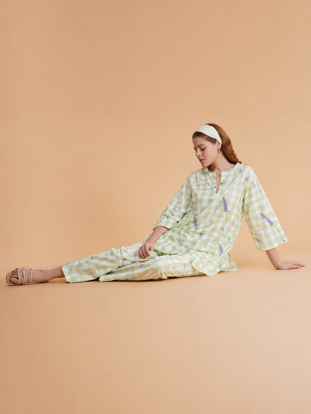 Lavender Meadow Checks co-ord set
