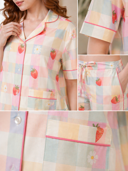 Strawberry Dream Cotton Pajama Set