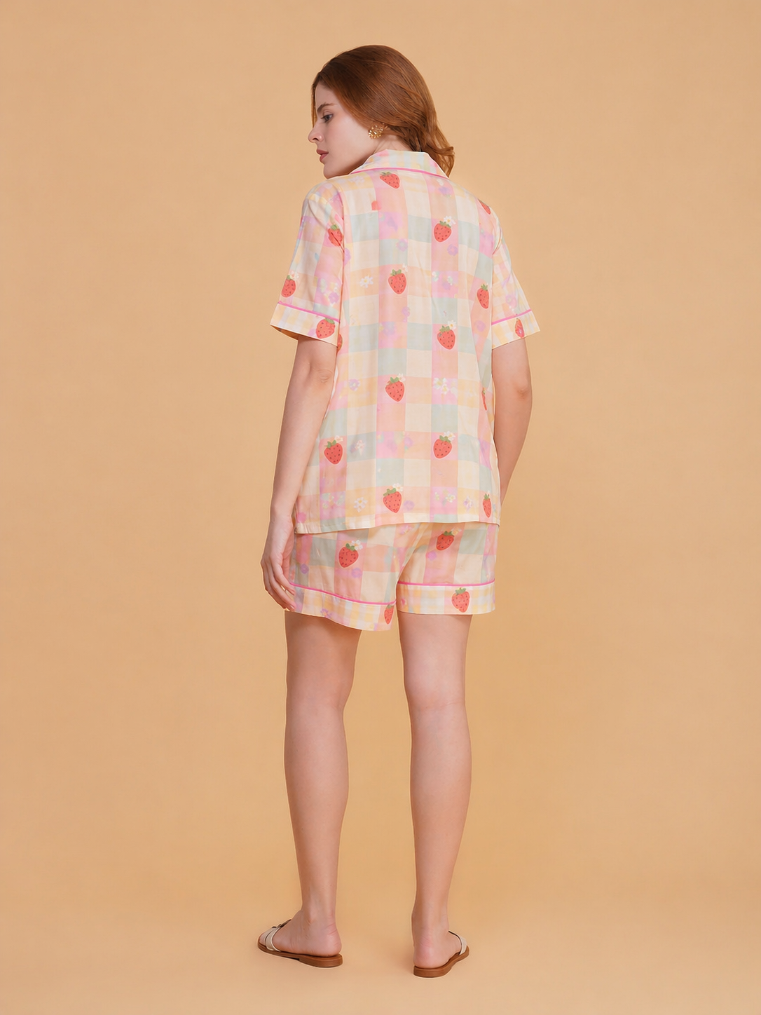 Strawberry Dream Cotton Shorts Set