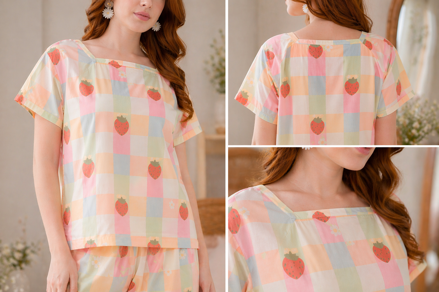 Strawberry Dream — Cut-Sleeve Cotton Set