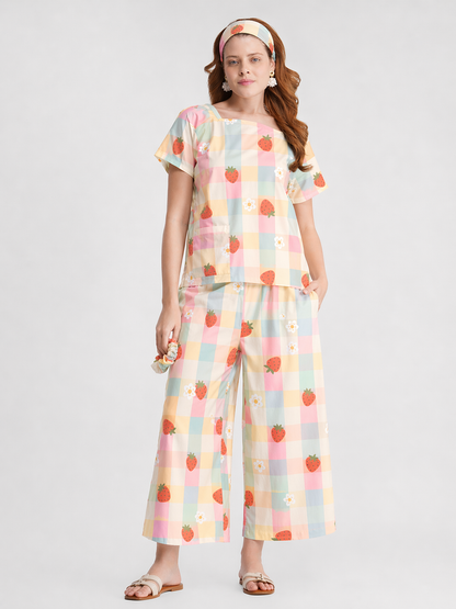 Strawberry Dream — Cut-Sleeve Cotton Set